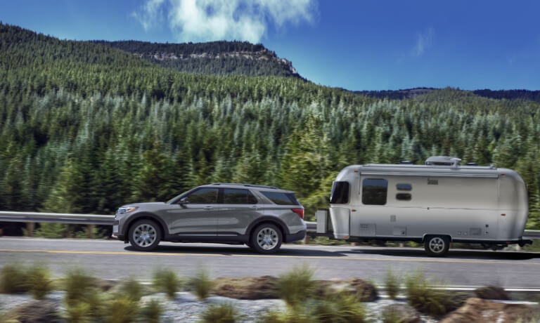 2026 Ford Explorer towing a camper