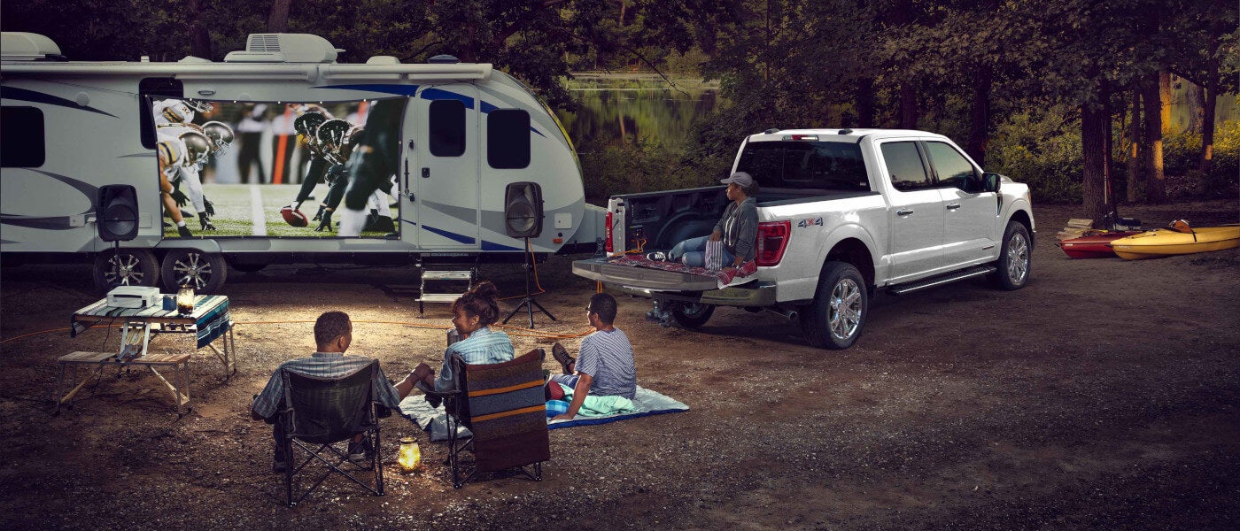 2026 Ford F-150 parked with an RV watching football